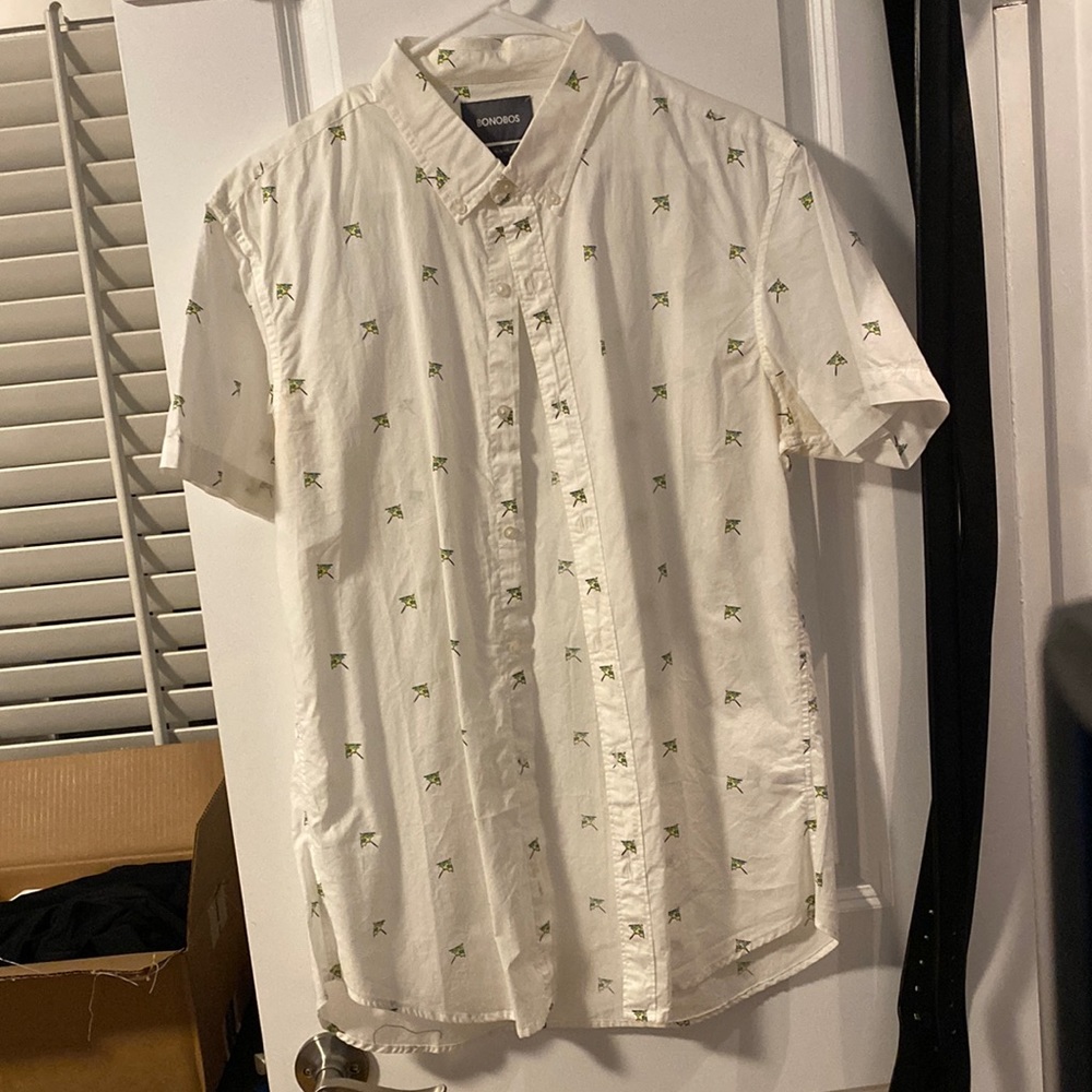 BONOBOS GREEN COCKTAIL UMBRELLAS RIVIERA SHORT SLEEVE SHIRT